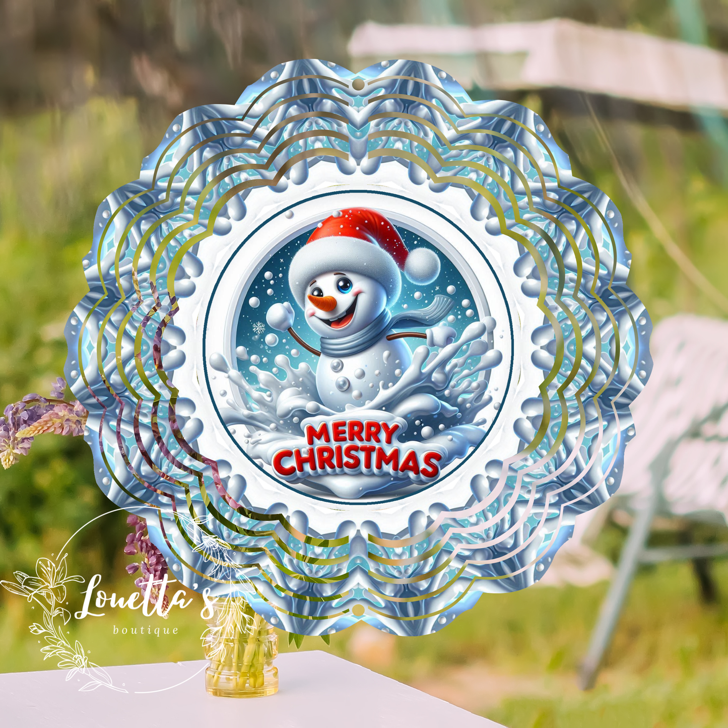 Merry Christmas Snowman Wind Spinner