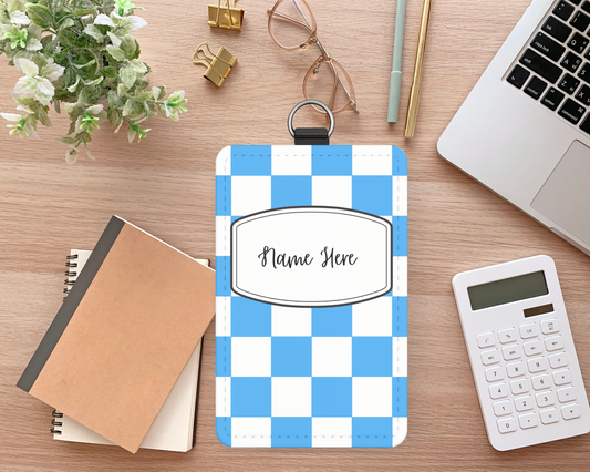 Blue Check ID Badge Holder
