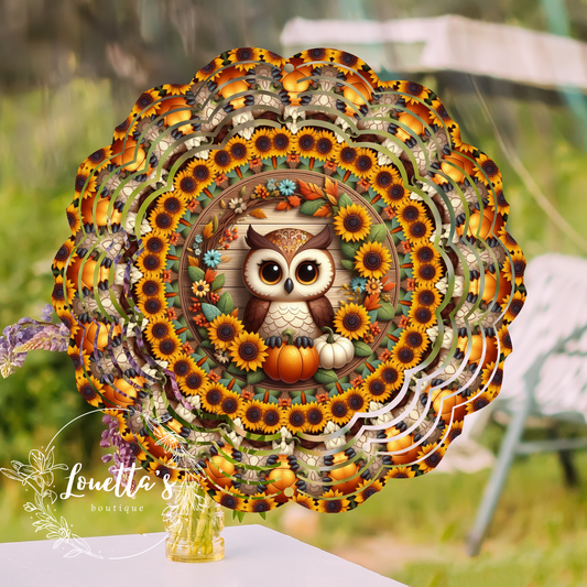 Fall Owl Wind Spinner