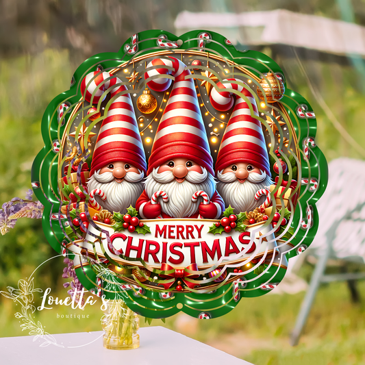Gnomes Merry Christmas Wind Spinner