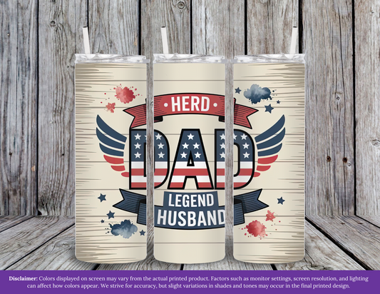 Hero, Dad, Legend, Husband Wings Tumbler