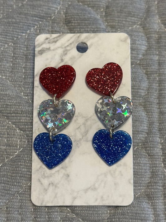Red, White, Blue Hearts