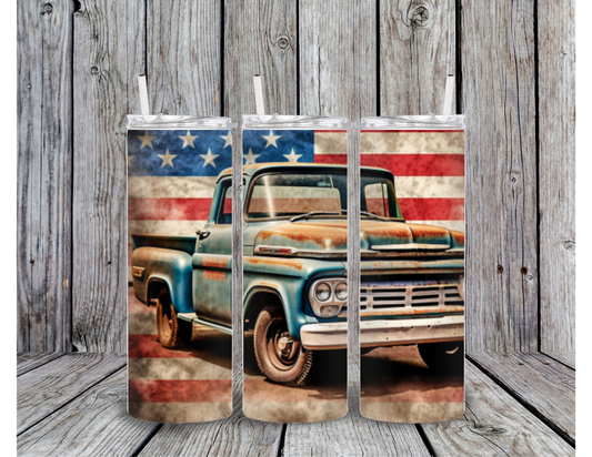 Old Truck American Flag Tumbler
