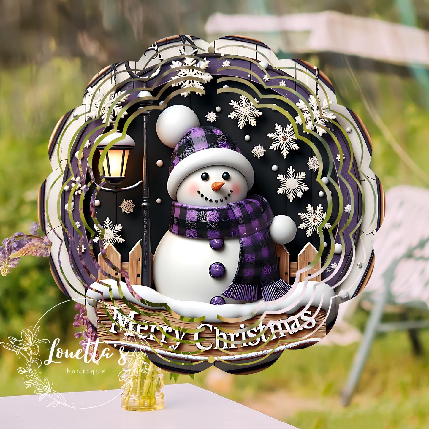 Purple Snowman Wind Spinner