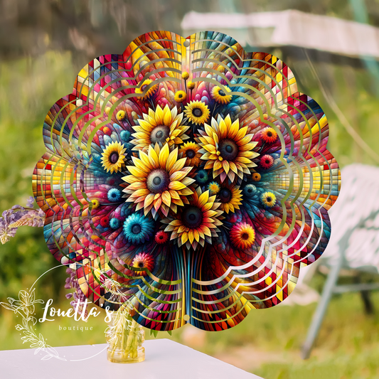 Stained Sunflower Wind Spinner