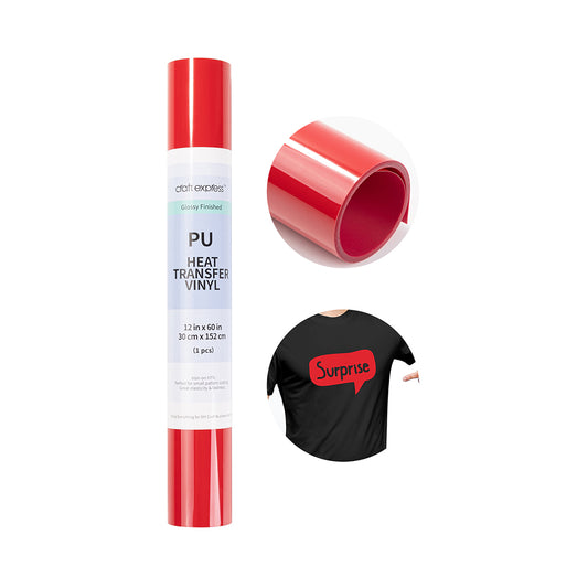 Craft Express Red Glossy Heat Transfer Vinyl 12x12 Sheet